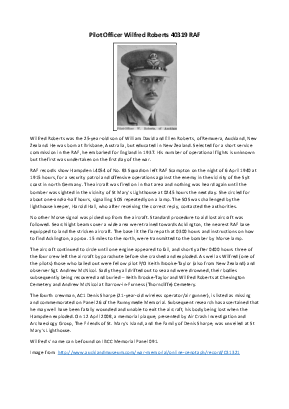 A preview of a PDF biography for Roberts, Wilfred